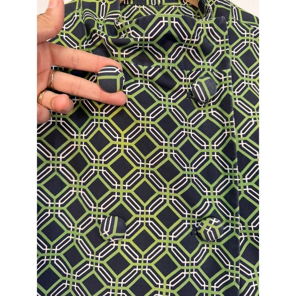 Banana Republic Womens Geometric Pattern Coat Small Green Black - Picture 3 of 13